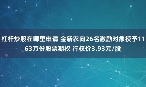 杠杆炒股在哪里申请 金新农向26名激励对象授予1163万份股票期权 行权价3.93元/股